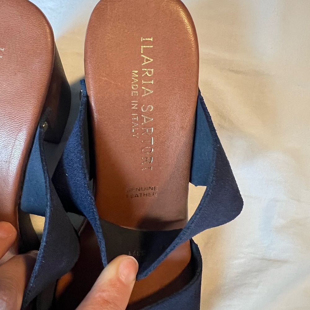 Ilaria Sartori Made in Italy blue suede platform sandals wooden 🩵 - Picture 5 of 5